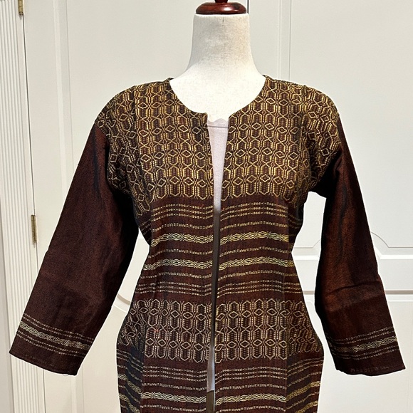 Hand loom vintage long blazer made in Oaxaca mex. - Picture 3 of 9